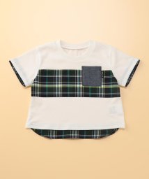 COMME CA ISM KIDS(コムサイズム（キッズ）)/マドラスチェック使い　半袖Tシャツ(80・90cm)/グリーン