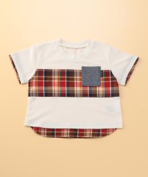 COMME CA ISM KIDS(コムサイズム（キッズ）)/マドラスチェック使い　半袖Tシャツ(80・90cm)/レッド
