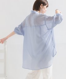 OMNES(オムネス)/【OMNES】シアー オープンスリーブ アレンジシャツ/ブルー