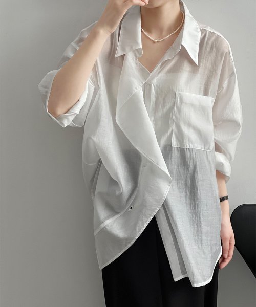 aimoha(aimoha（アイモハ）)/UVカット　シアー　ビッグシャツ/ホワイト