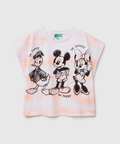 BENETTON (UNITED COLORS OF BENETTON GIRLS)(ユナイテッド　カラーズ　オブ　ベネトン　ガールズ)/【Disney（ディズニー）コラボ】キッズキャラクタープリントタイダイ染め半袖Tシャツ・カットソーG/ピンク系その他