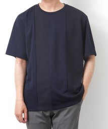 Stutostein(シュテットシュタイン)/ストライプ切替クルーネックTシャツ/ネイビー