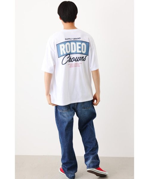 RODEO CROWNS WIDE BOWL(ロデオクラウンズワイドボウル)/メンズデニムアップリケTシャツ/WHT