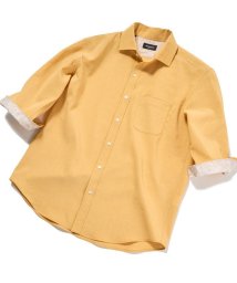 Men's Bigi(メンズビギ)/ラミー混麻調ポプリンワッシャー七分袖シャツ/イエロー