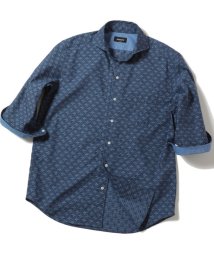 Men's Bigi(メンズビギ)/コットン幾何学フラワージャカード七分袖シャツ/ネイビー