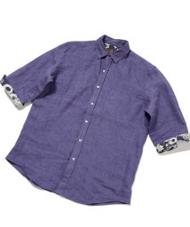 DISTINCTION MEN'S BIGI(ディスティンクションメンズビギ)/デラベリネンシャンブレー七分袖シャツ/ネイビー