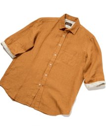 DISTINCTION MEN'S BIGI(ディスティンクションメンズビギ)/デラベリネンシャンブレー七分袖シャツ/イエロー