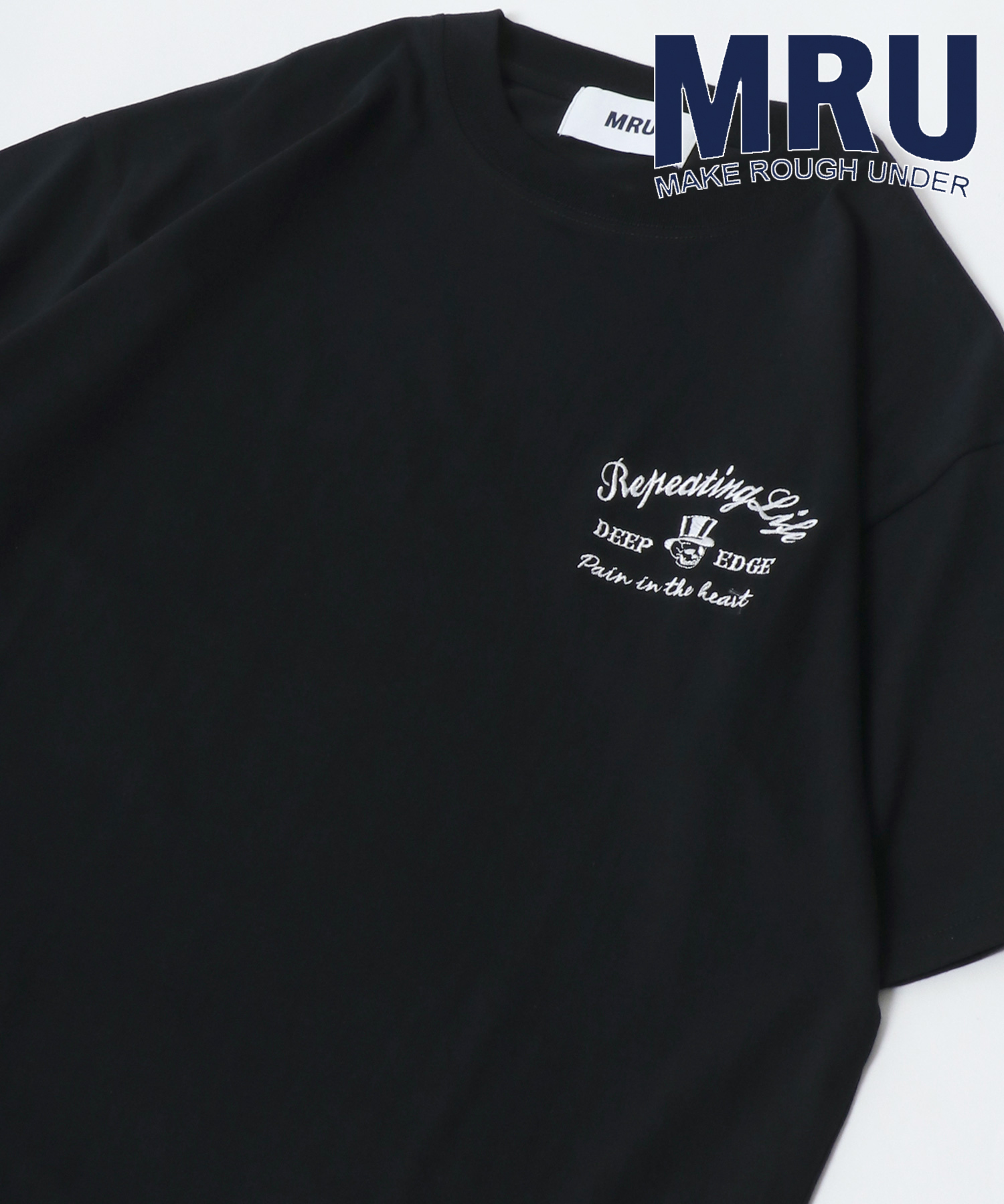 【MRU/エムアールユー】コットン100％ ビリヤード ボウリング ルードロゴ刺繍 半袖Tシャツ/メンズ 半袖 トップス カジュアル Tシャツ 綿100