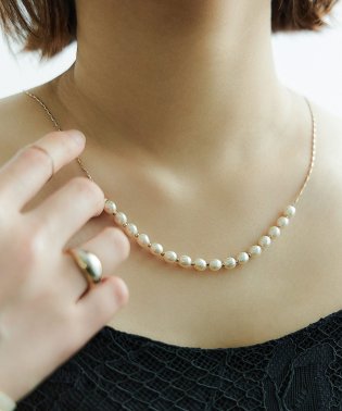 niana/ネックレス レディース 結婚式 アクセサリー パール ガラスパール 1連 ロング チェーン 華奢 シンプル ジュエリー ゴールド シルバー パーティー 大人 フ/505324114