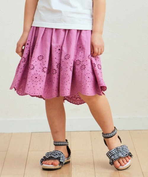 anyFAM（KIDS）(エニファム（キッズ）)/裾 刺繍 スカート/ピンク