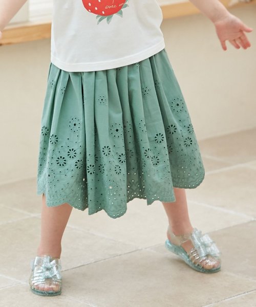 anyFAM（KIDS）(エニファム（キッズ）)/裾 刺繍 スカート/グリーン