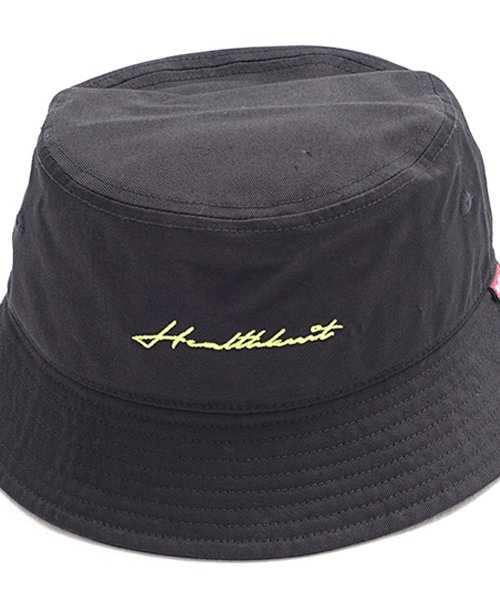 healthknit(ヘルスニット)/Healthknit ロゴ刺繍バケットハット 帽子/ブラック