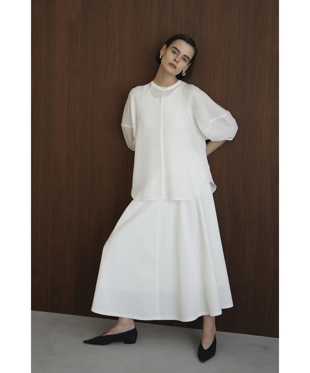 W FACE FRONT ZIP FLARE SKIRT