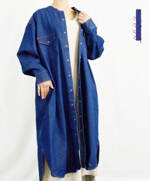 ARGO TOKYO(アルゴトウキョウ)/『2023REnew』Denim Shirt One－piece 29008　再販アイテム　デニムシャツワンピース　デニムシャツ　シャツワンピース　デニムワンピ/ネイビー