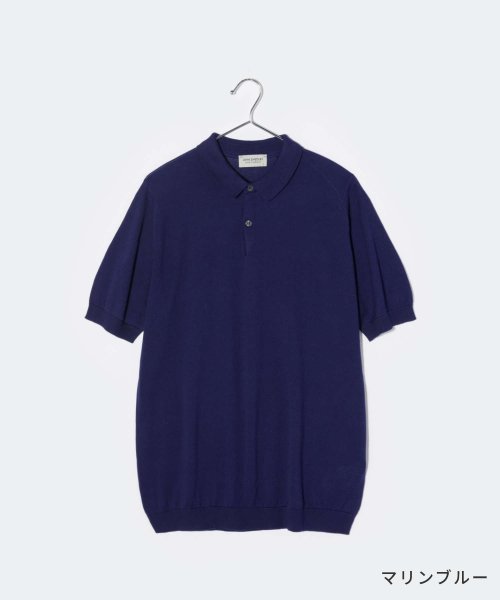 JOHN SMEDLEY(ジョンスメドレー)/ジョンスメドレー JOHN SMEDLEY RHODES ポロシャツ RHODES メンズ トップス 半袖 ITALIAN FIT ニット セーター コットンニ/ブルー