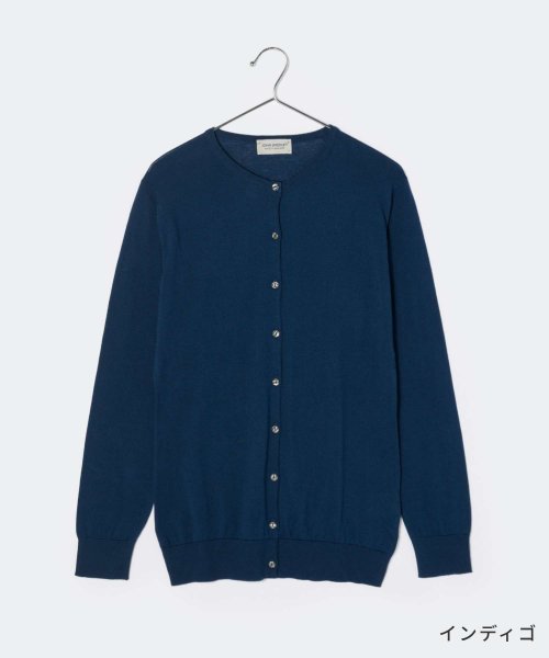 JOHN SMEDLEY(ジョンスメドレー)/ジョンスメドレー JOHN SMEDLEY ISLINGTON カーディガン ISLINGTON レディース トップス 長袖 ラウンドネック ニット セーター /インディゴ