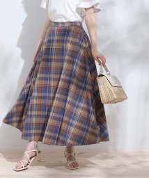 Couture Brooch(クチュールブローチ)/【目を惹く配色】マドラスチェック柄フレアスカート/ブルー（292）