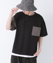 osharewalker(オシャレウォーカー)/『汗ジミ防止配色デザインTシャツ』/ブラック