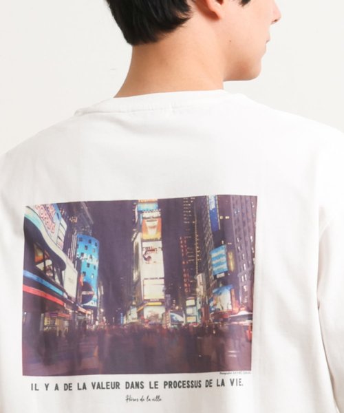 a.v.v (MEN)(アー・ヴェ・ヴェメンズ)/【フォトグラファーコラボ】NYフォトワイドTシャツ(TRAVELシリーズ）/ホワイト