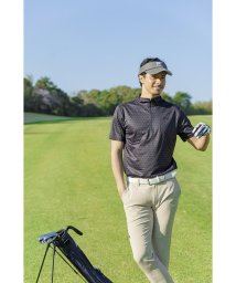 FILAGOLF(フィラゴルフ（メンズ）)/【ゴルフ】軽量カノコスムース 小柄ロゴプリント ハーフジップ半袖Tシャツ/ブラック