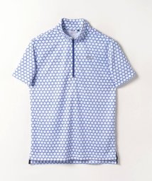 FILAGOLF(フィラゴルフ（メンズ）)/【ゴルフ】軽量カノコスムース 小柄ロゴプリント ハーフジップ半袖Tシャツ/ブルー