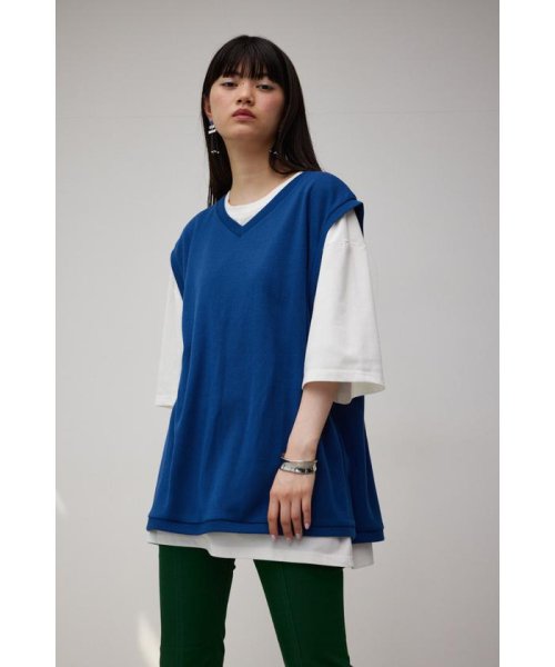 AZUL by moussy(アズールバイマウジー)/V－NECK VEST SET TEE/BLU