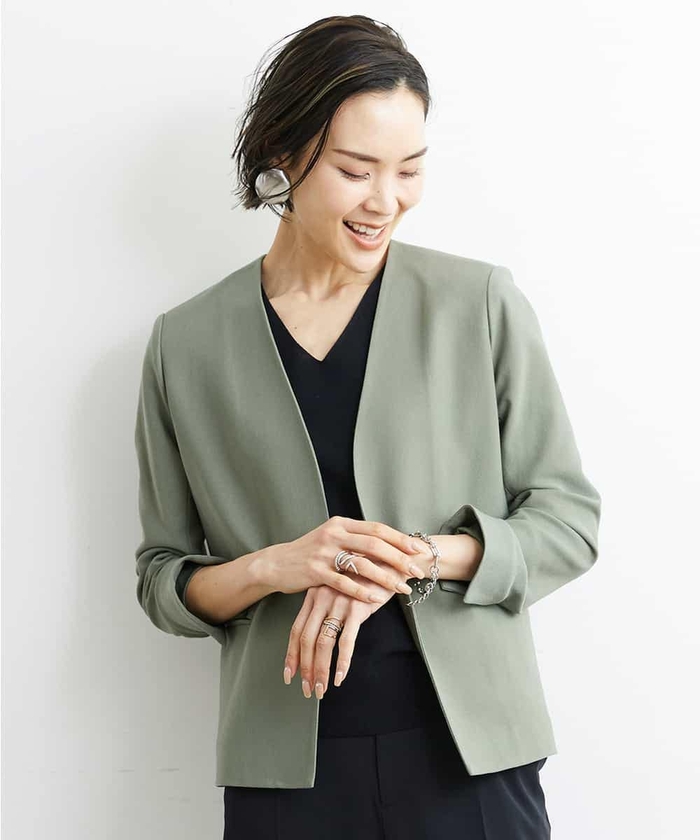 MAGLIANO】GREEN オーバーサイズ ノーカラー リネン ジャケット
