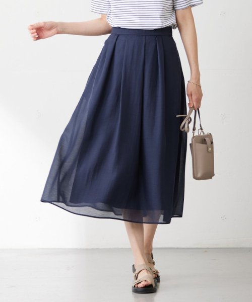 J.PRESS LADIES（LARGE SIZE）(J．プレス　レディス（大きいサイズ）)/【WEB限定カラーあり・洗える】 ブライトスパンボイル スカート/ネイビー系