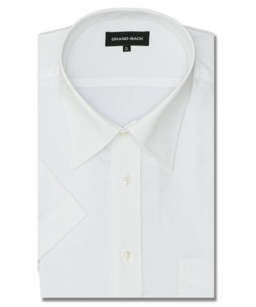 GRAND-BACK(グランバック)/【大きいサイズ】グランバック/GRAND－BACK 綿100％ 形態安定 セミワイドカラー 半袖 シャツ メンズ ワイシャツ ビジネス yシャツ 速乾 ノーアイ/ホワイト
