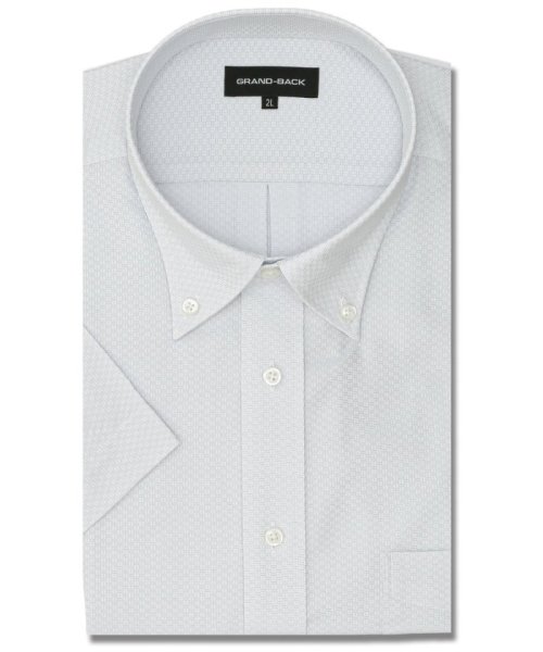 GRAND-BACK(グランバック)/【大きいサイズ】グランバック/GRAND－BACK 綿100％ 形態安定 ボタンダウン 半袖 シャツ メンズ ワイシャツ ビジネス yシャツ 速乾 ノーアイロン/ライトグレー
