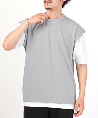 LUXSTYLE/フェイクレイヤージョーゼットBIGTシャツ/Tシャツ メンズ 半袖 ビッグシルエット フェイクレイヤード 重ね着風 無地/505331246