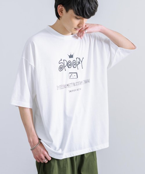 Rocky Monroe(ロッキーモンロー)/Tシャツ 半袖 刺繍 プリント カットソー メンズ レディース ビッグシルエット オーバーサイズ ゆったり ルーズ ワイド クルーネック TC天竺 カジュアル /オフホワイト系2