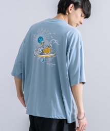 Rocky Monroe(ロッキーモンロー)/Tシャツ 半袖 刺繍 プリント スカル カットソー メンズ レディース ビッグシルエット オーバーサイズ ゆったり ルーズ ワイド クルーネック TC天竺 カジ/サックス