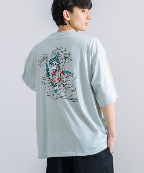 Rocky Monroe(ロッキーモンロー)/Tシャツ 半袖 刺繍 プリント スカル カットソー メンズ レディース ビッグシルエット オーバーサイズ ゆったり ルーズ ワイド クルーネック TC天竺 カジ/ミント