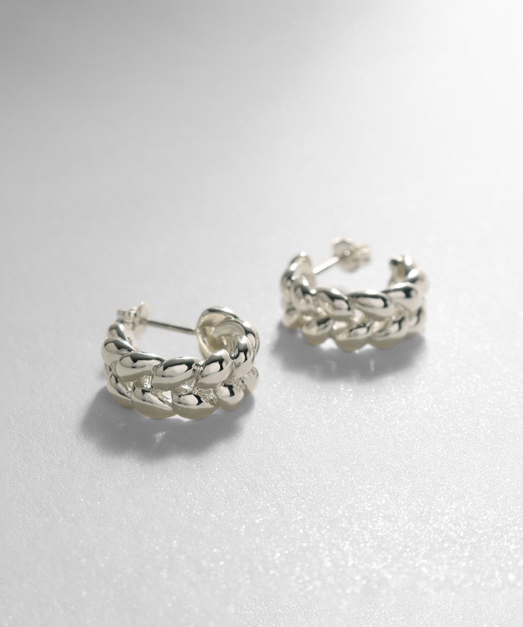 WEB限定】ニッティングモチーフ フープピアス(シルバー)(505332258