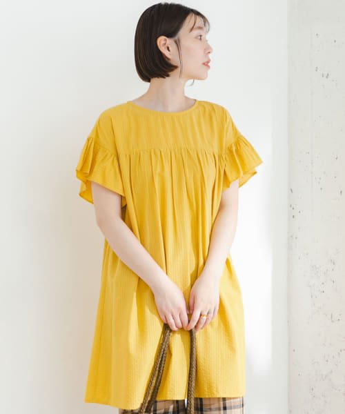 URBAN RESEARCH ROSSO(URBAN　RESEARCH　ROSSO)/F by ROSSO　シャドーストライプフリルスリーブチュニック/YELLOW