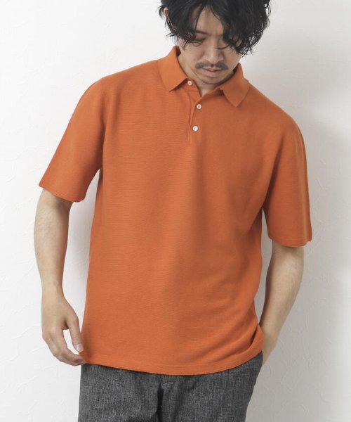 NOLLEY’S goodman(ノーリーズグッドマン)/《ビジカジ対応》ホールガーメント 半袖ニットポロシャツ/オレンジ