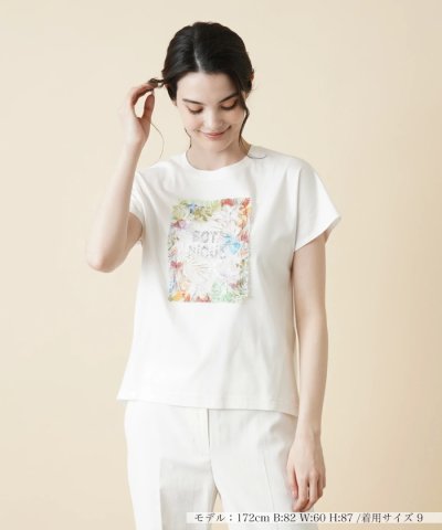 ボタニカル刺繍Tシャツ【Leilian WHITE LABEL】