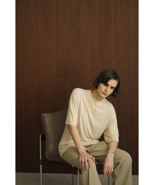 CLANE(クラネ)/SOFT CUT HALF SLEEVE TOPS/BEIGE