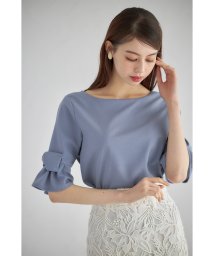 tocco closet(トッコクローゼット)/りぼん付き袖口フレアカットプルオーバー/GRAYSH BLUE