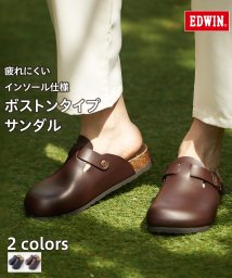 JEANS MATE(ジーンズメイト)/【EDWIN】ボストンタイプ サンダル EW9071 コンフォート 紳士 事務所履き スリッパ つっかけ/ブラウン