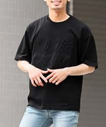 LUXSTYLE(ラグスタイル)/3DエンボスロゴプリントTシャツ/Tシャツ メンズ 半袖 半袖Tシャツ ビッグシルエット カットソー エンボス/ブラック