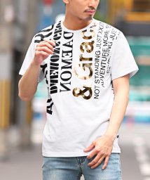 LUXSTYLE/箔プリントロゴ半袖Tシャツ/Tシャツ メンズ 半袖 ロゴ 箔プリント ゴールド/505333406