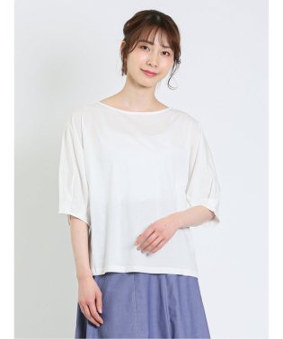 m.f.editorial/マルレーヌジョベル/MARLENE JOBERT 接触冷感 クルーネック 5分袖タックTシャツ レディース シャツ カットソー トップス ブラウス カジュアル /505333556