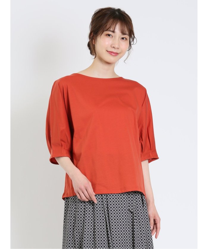 マルレーヌジョベル/MARLENE JOBERT 接触冷感 クルーネック 5分袖タックTシャツ レディース シャツ カットソー トップス ブラウス  カジュアル