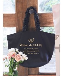 Maison de FLEUR(メゾンドフルール)/サテンフリルハンドルキャリーオンバッグ/ブラック