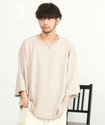 CavariA(キャバリア)/CavariA BIGシルエットポンチTシャツ 5分袖 7分袖/ベージュ