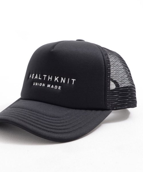 healthknit(ヘルスニット)/Healthknit ロゴ刺繍メッシュCAP　帽子/ブラック