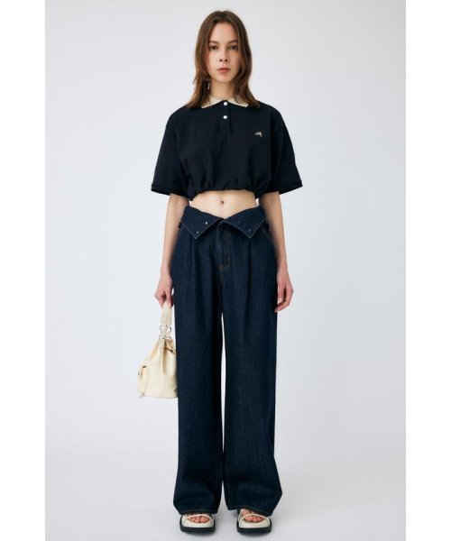 moussy(マウジー)/ELASTIC HEM CROPPED POLO/BLK