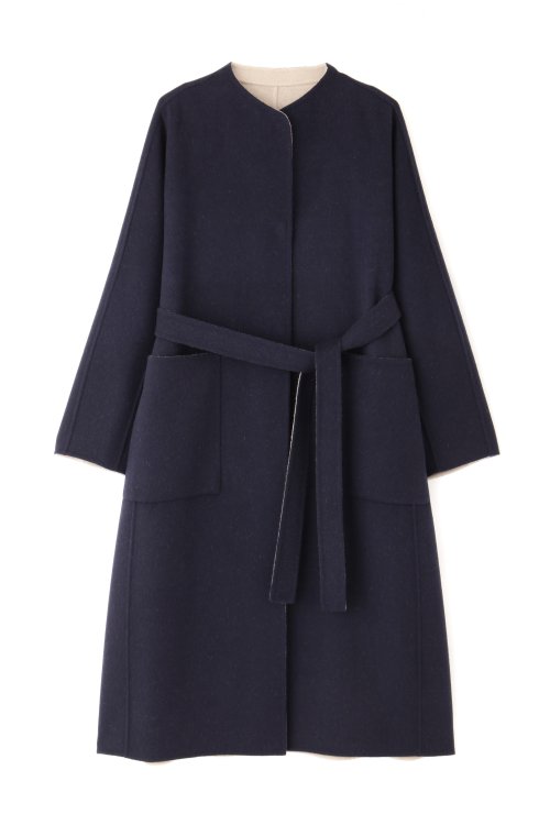 カシミヤ混 2TONE リバーロングコート 